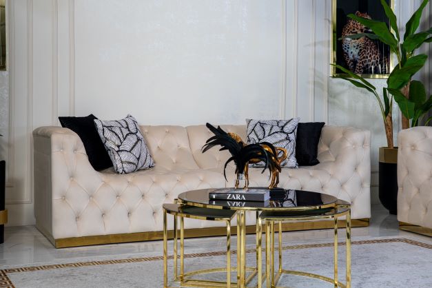 Natalie Ivory Velvet Sofa & Loveseat