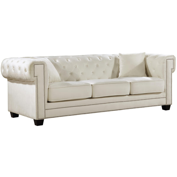 Meridian Bowery Stationary Fabric Sofa 614Cream-S IMAGE 1