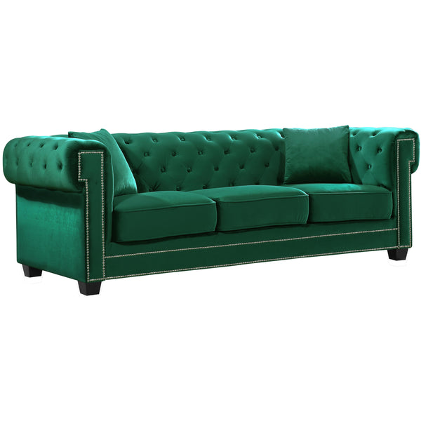 Meridian Bowery Stationary Fabric Sofa 614Green-S IMAGE 1