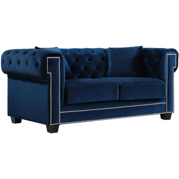 Meridian Bowery Stationary Fabric Loveseat 614Navy-L IMAGE 1