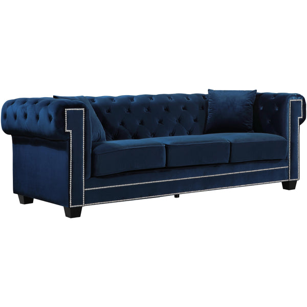 Meridian Bowery Stationary Fabric Sofa 614Navy-S IMAGE 1