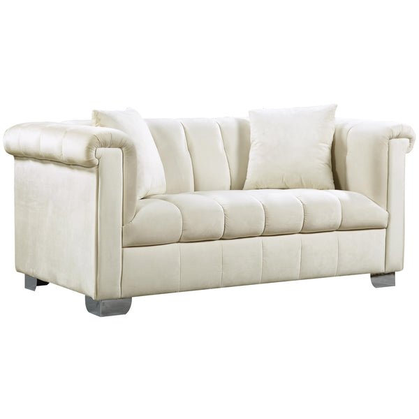 Meridian Kayla Stationary Fabric Loveseat 615Cream-L IMAGE 1