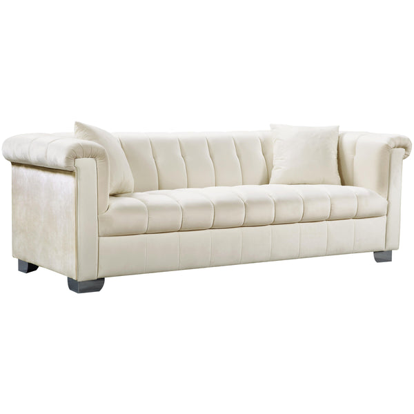 Meridian Kayla Stationary Fabric Sofa 615Cream-S IMAGE 1