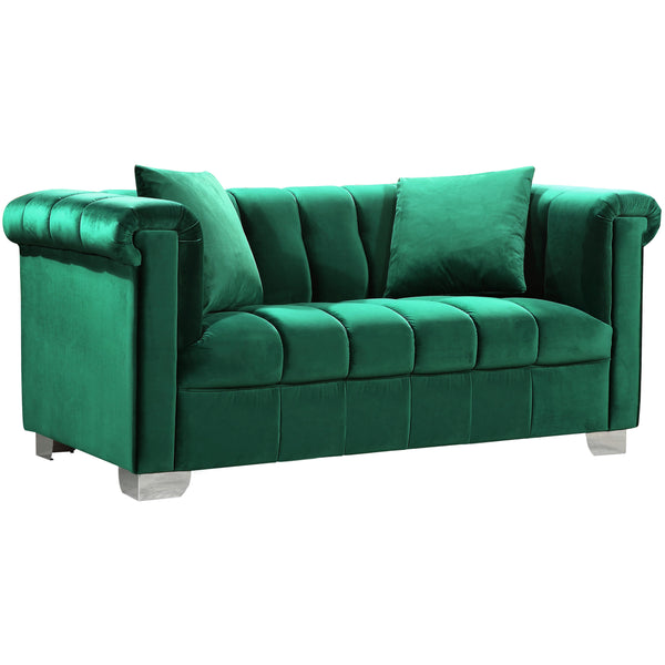 Meridian Kayla Stationary Fabric Loveseat 615Green-L IMAGE 1