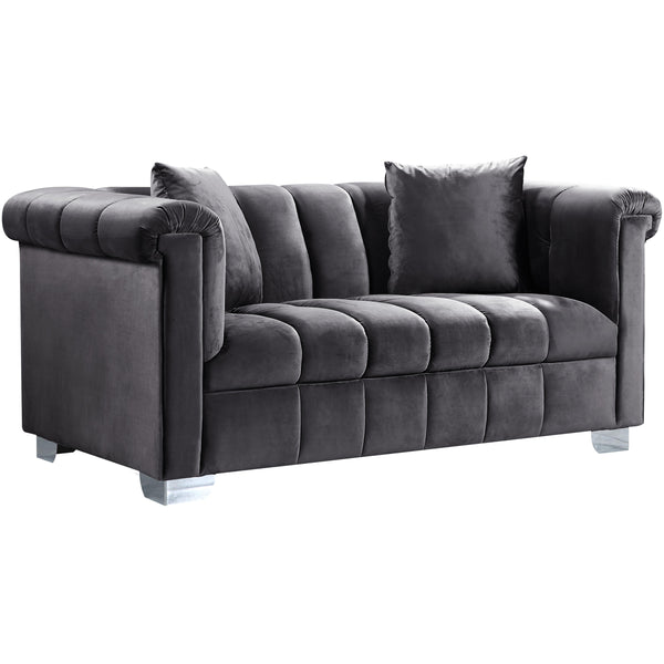 Meridian Kayla Stationary Fabric Loveseat 615Grey-L IMAGE 1