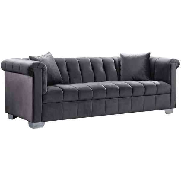 Meridian Kayla Stationary Fabric Sofa 615Grey-S IMAGE 1