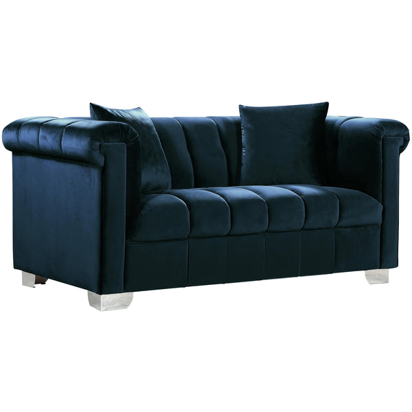 Meridian Kayla Stationary Fabric Loveseat 615Navy-L IMAGE 1