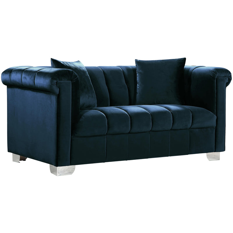 Meridian Kayla Stationary Fabric Loveseat 615Navy-L IMAGE 1