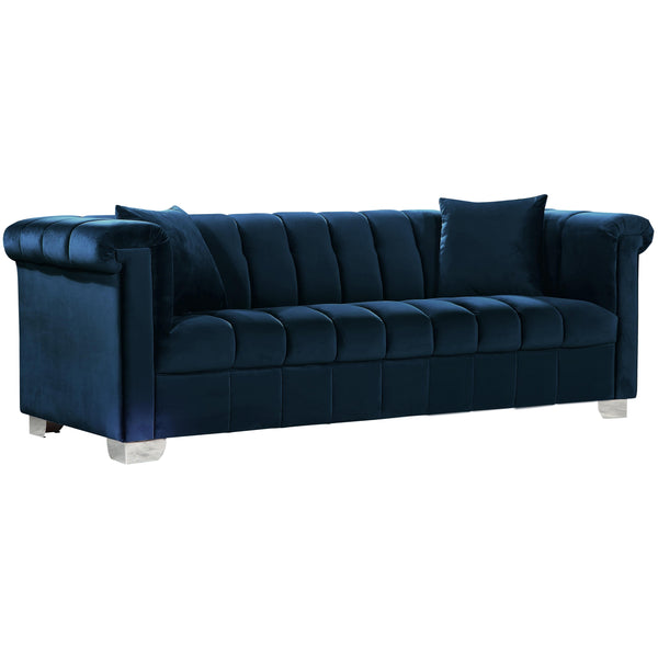 Meridian Kayla Stationary Fabric Sofa 615Navy-S IMAGE 1