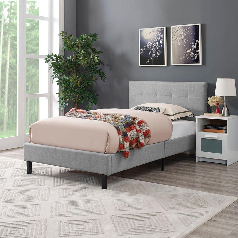 Modway Furniture Linnea Twin Upholstered Platform Bed MOD-5422-LGR IMAGE 5