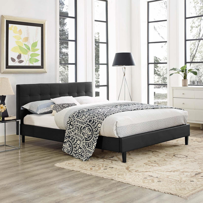 Modway Furniture Linnea Full Faux Leather Platform Bed MOD-5423-BLK IMAGE 5