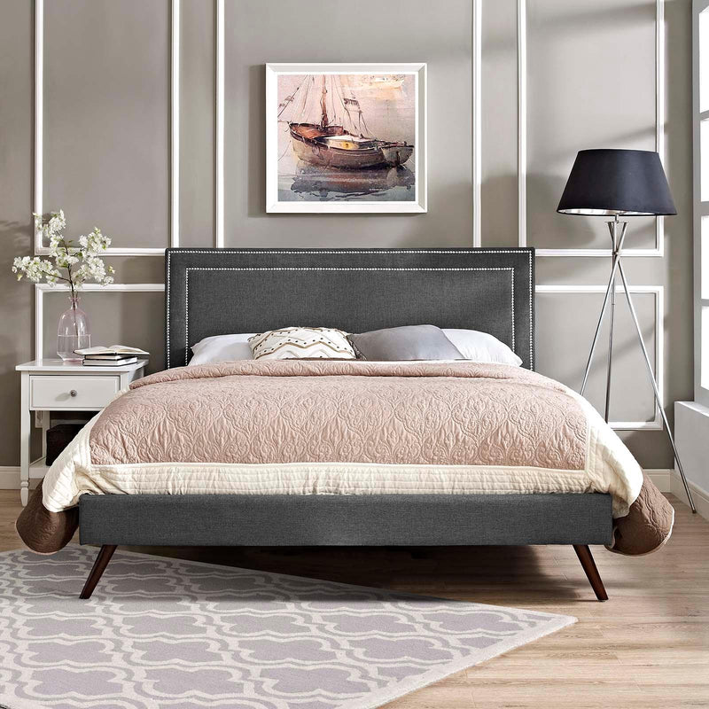 Modway Furniture Virginia Queen Upholstered Platform Bed MOD-5915-GRY IMAGE 5