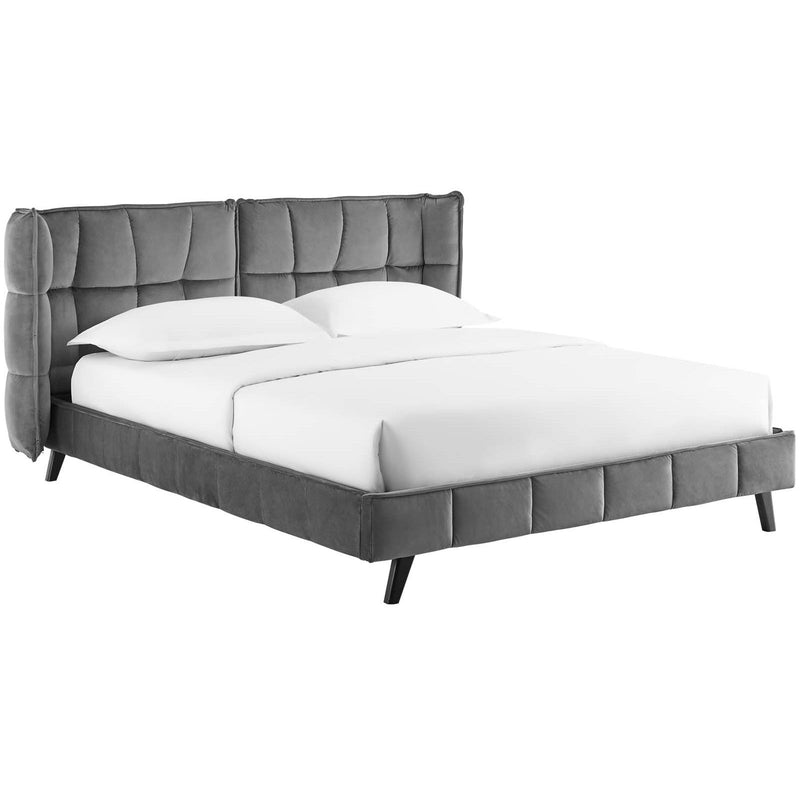 Modway Furniture Makenna Queen Upholstered Platform Bed MOD-6081-GRY IMAGE 2