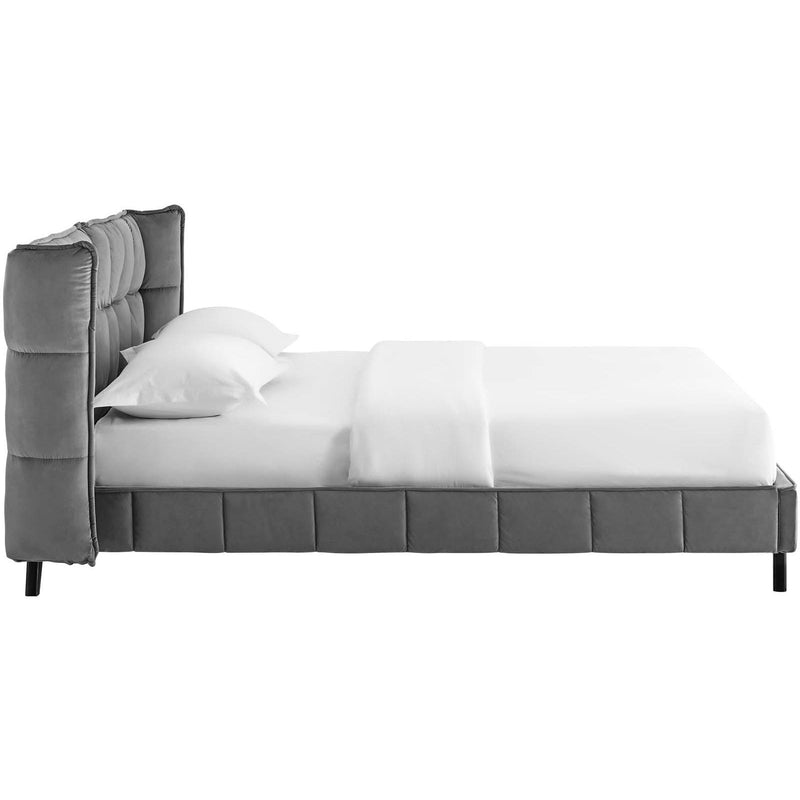 Modway Furniture Makenna Queen Upholstered Platform Bed MOD-6081-GRY IMAGE 3