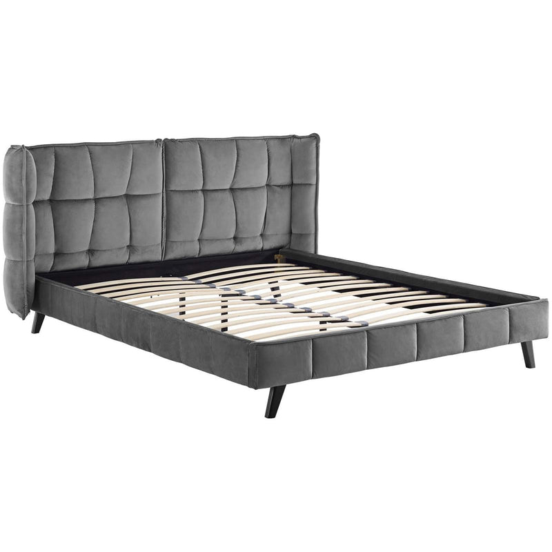 Modway Furniture Makenna Queen Upholstered Platform Bed MOD-6081-GRY IMAGE 4