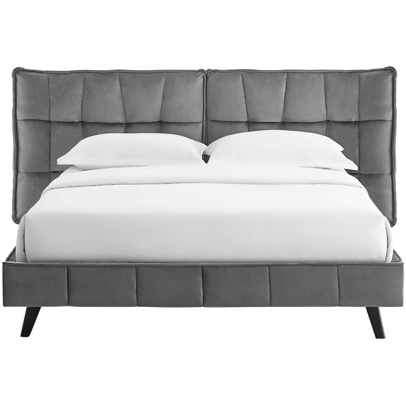 Modway Furniture Makenna Queen Upholstered Platform Bed MOD-6081-GRY IMAGE 5