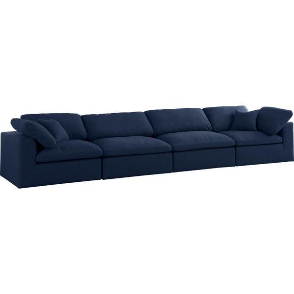 Meridian Serene Stationary Fabric Sofa 601Navy-S158 IMAGE 1