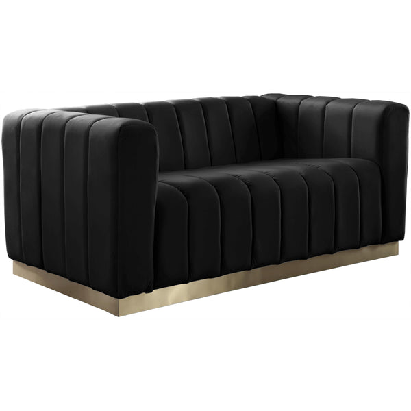 Meridian Marlon Stationary Fabric Loveseat 603Black-L IMAGE 1