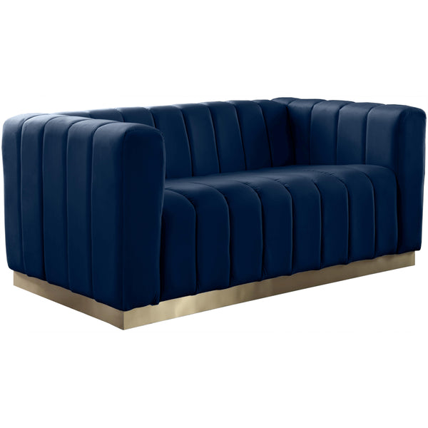 Meridian Marlon Stationary Fabric Loveseat 603Navy-L IMAGE 1