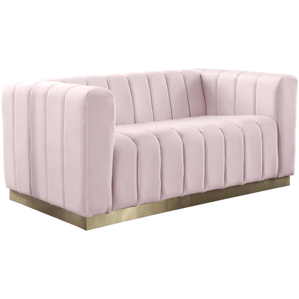 Meridian Marlon Stationary Fabric Loveseat 603Pink-L IMAGE 1