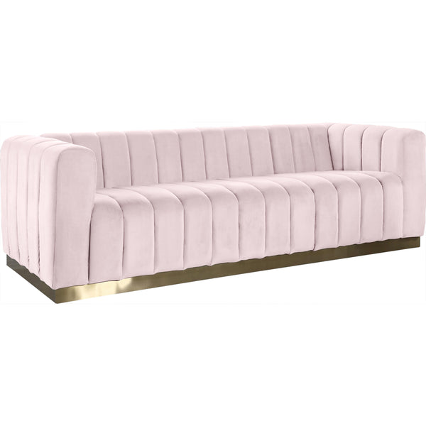 Meridian Marlon Stationary Fabric Sofa 603Pink-S IMAGE 1