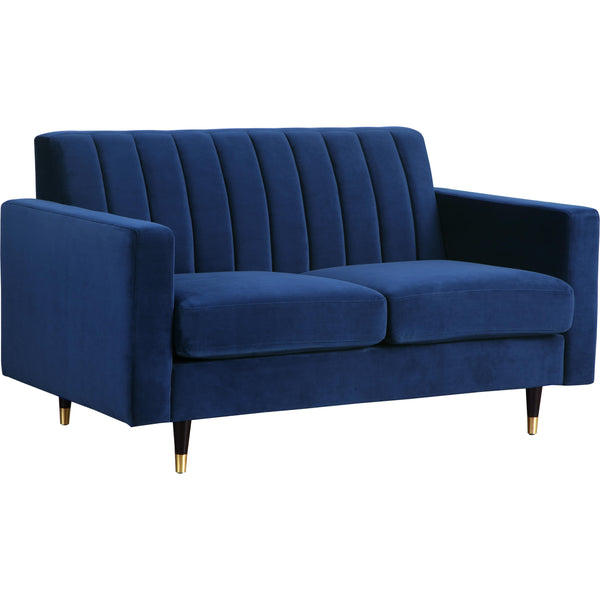 Meridian Lola Stationary Fabric Loveseat 619Navy-L IMAGE 1