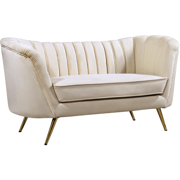 Meridian Margo Stationary Fabric Loveseat 622Cream-L IMAGE 1