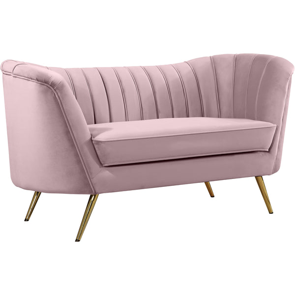 Meridian Margo Stationary Fabric Loveseat 622Pink-L IMAGE 1