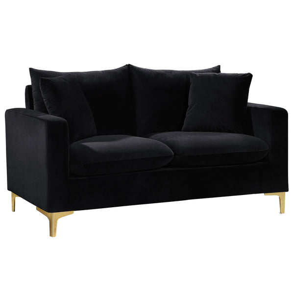 Meridian Naomi Stationary Fabric Loveseat 633Black-L IMAGE 1