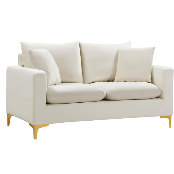 Meridian Naomi Stationary Fabric Loveseat 633Cream-L IMAGE 1