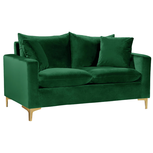 Meridian Naomi Stationary Fabric Loveseat 633Green-L IMAGE 1