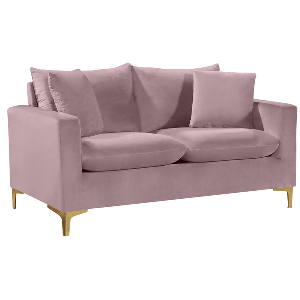 Meridian Naomi Stationary Fabric Loveseat 633Pink-L IMAGE 1