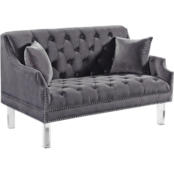 Meridian Roxy Stationary Fabric Loveseat 635Grey-L IMAGE 1