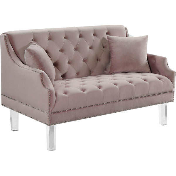 Meridian Roxy Stationary Fabric Loveseat 635Pink-L IMAGE 1