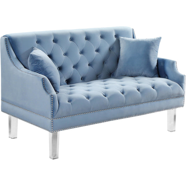 Meridian Roxy Stationary Fabric Loveseat 635SkyBlu-L IMAGE 1