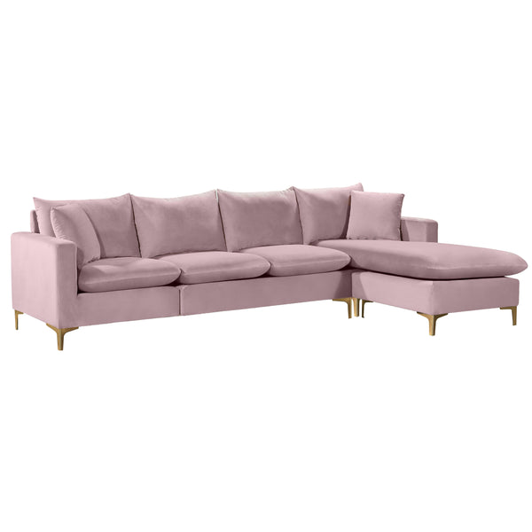 Meridian Naomi Fabric 2 pc Sectional 636Pink-Sectional IMAGE 1