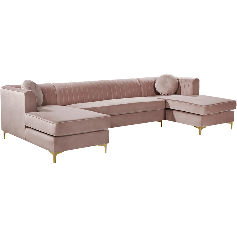 Meridian Graham Fabric 3 pc Sectional 661Pink-Sectional IMAGE 1