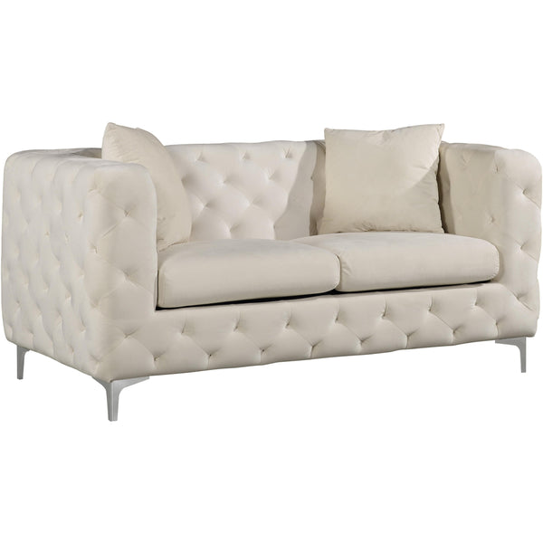 Meridian Scarlett Stationary Fabric Loveseat 663Cream-L IMAGE 1