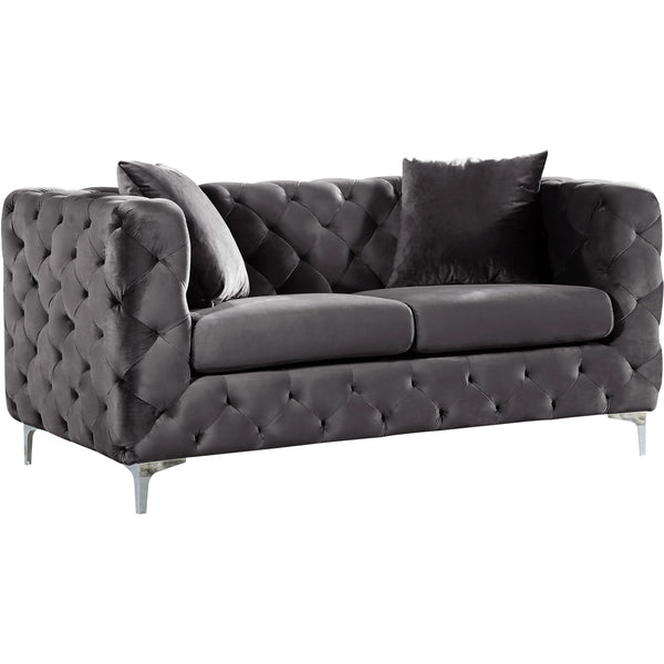 Meridian Scarlett Stationary Fabric Loveseat 663Grey-L IMAGE 1