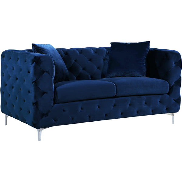 Meridian Scarlett Stationary Fabric Loveseat 663Navy-L IMAGE 1