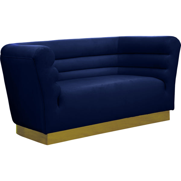 Meridian Bellini Stationary Fabric Loveseat 669Navy-L IMAGE 1