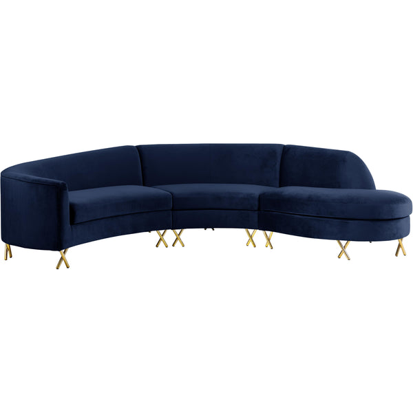 Meridian Serpentine Fabric 3 pc Sectional 671Navy-Sectional IMAGE 1