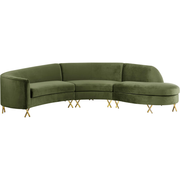 Meridian Serpentine Fabric 3 pc Sectional 671Olive-Sectional IMAGE 1