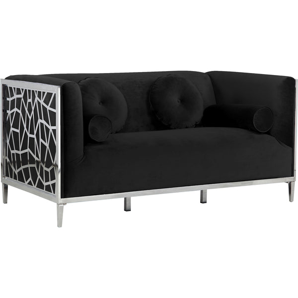 Meridian Opal Stationary Fabric Loveseat 672Black-L IMAGE 1