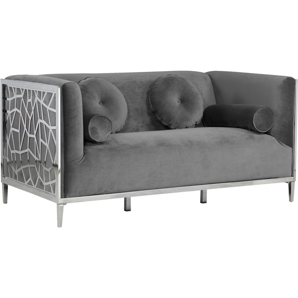 Meridian Opal Stationary Fabric Loveseat 672Grey-L IMAGE 1