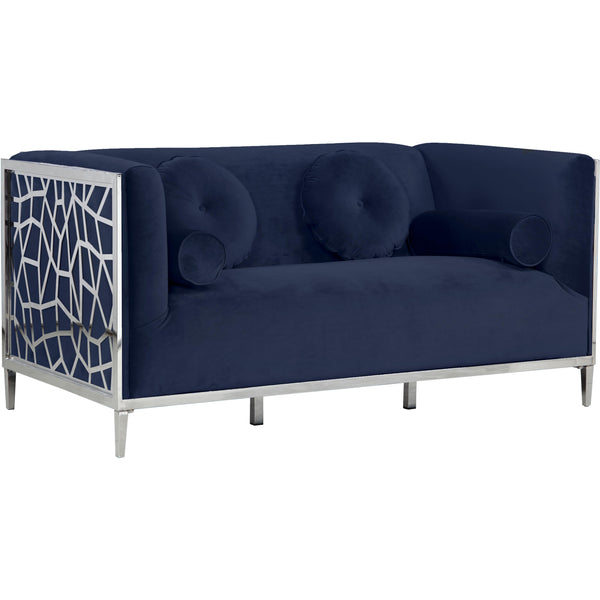 Meridian Opal Stationary Fabric Loveseat 672Navy-L IMAGE 1