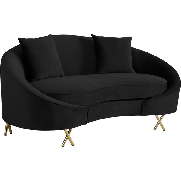 Meridian Serpentine Stationary Fabric Loveseat 679Black-L IMAGE 1