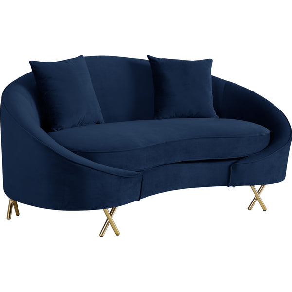 Meridian Serpentine Stationary Fabric Loveseat 679Navy-L IMAGE 1