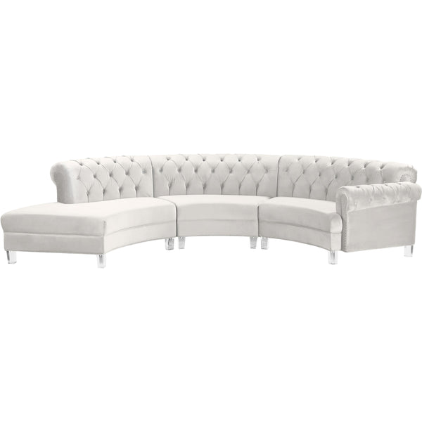 Meridian Anabella Fabric 3 pc Sectional 697Cream-Sec-3PC IMAGE 1