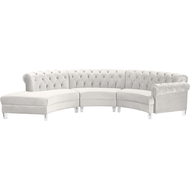 Meridian Anabella Fabric 3 pc Sectional 697Cream-Sec-3PC IMAGE 1